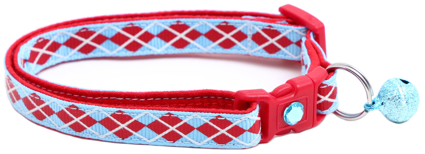 Red Argyle Breakaway Cat Collar