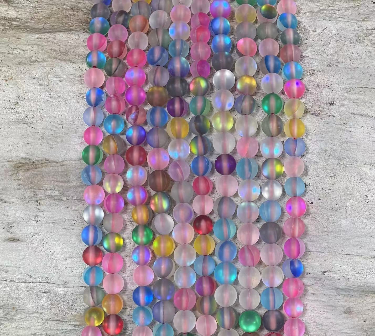 Cuentas de cristal de sirena mate, también conocidas como cuarzo místico aura, redondas de 6mm 8mm