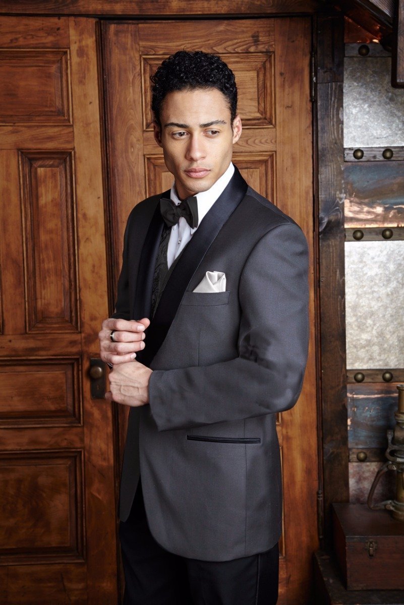 Chaqueta de esmoquin "Bradford" gris acero con solapa chal (por separado)