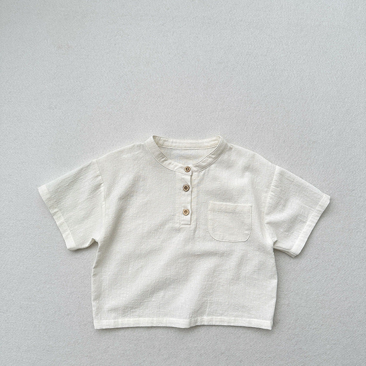 Summer Arrival Kids Unisex Soft Comfortable Short Sleeves Thin Solid Color Top Base T-Shirt