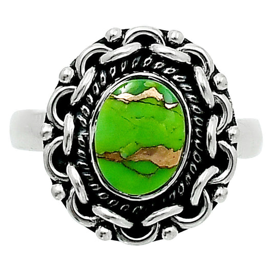 Anillo turquesa verde cobre de primera calidad talla 7 R-1667 29-ER11500