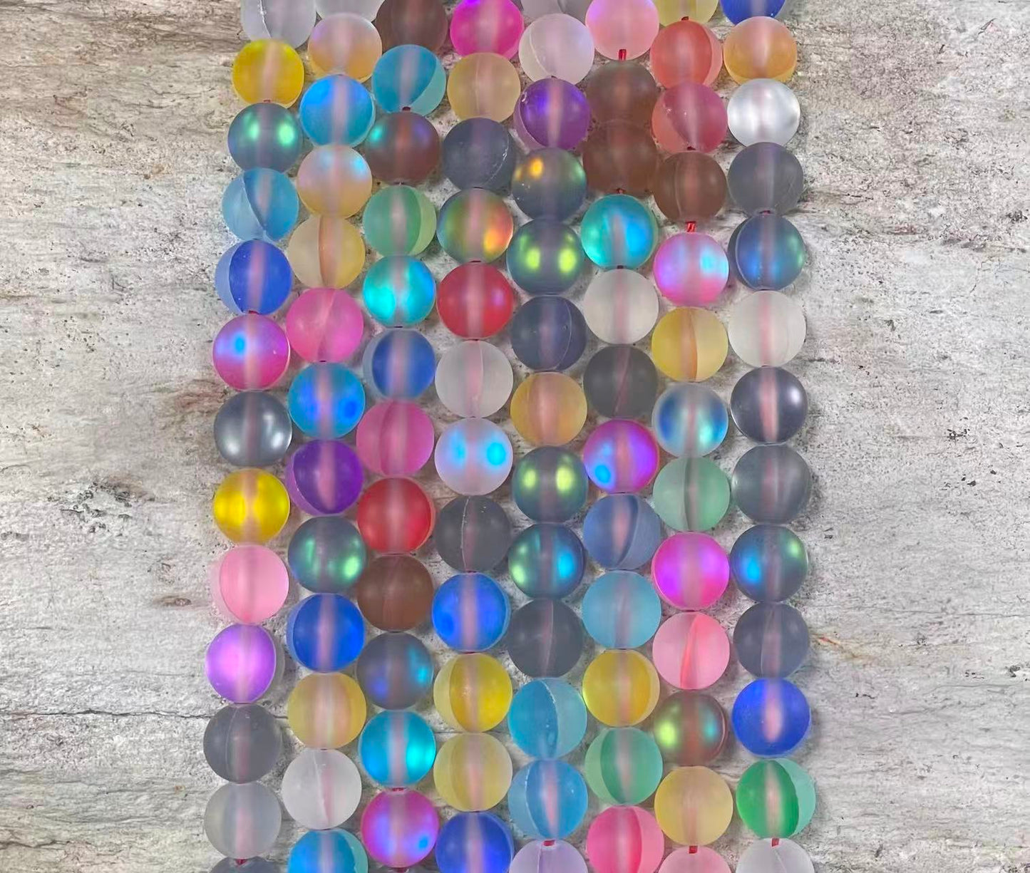 Cuentas de cristal de sirena mate, también conocidas como cuarzo místico aura, redondas de 6mm 8mm