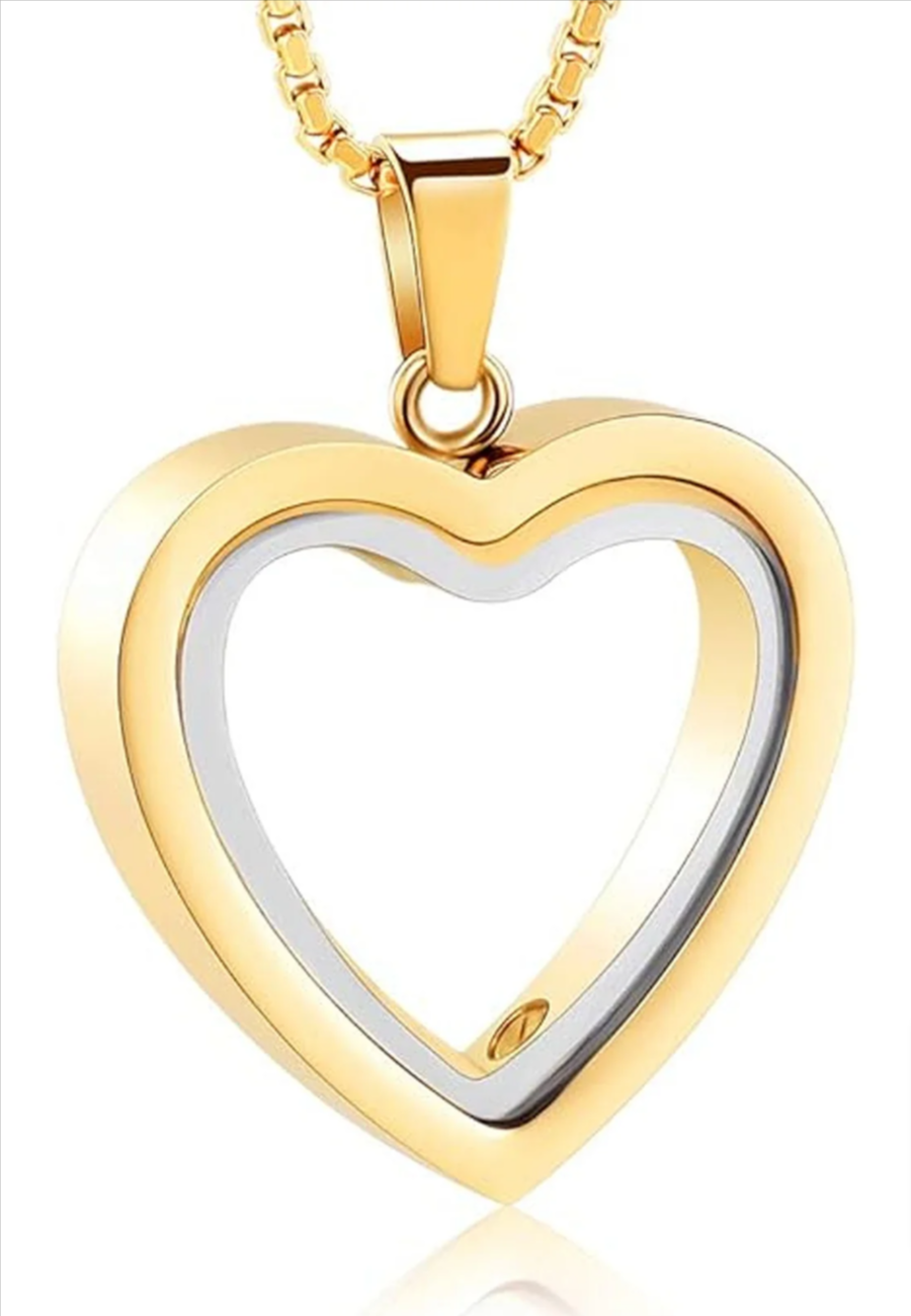 Recuerdo entrañable: Colgante de cremación de acero inoxidable con forma de corazón