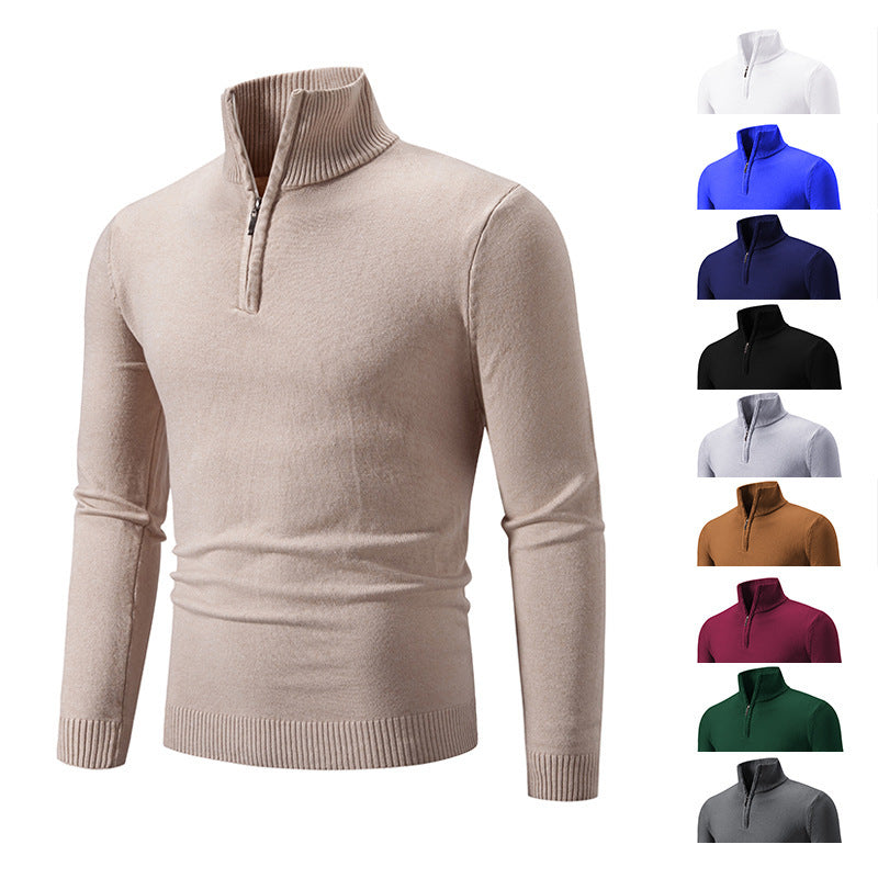 Suéter polar de cuello alto con cremallera de talla grande para hombre 2023