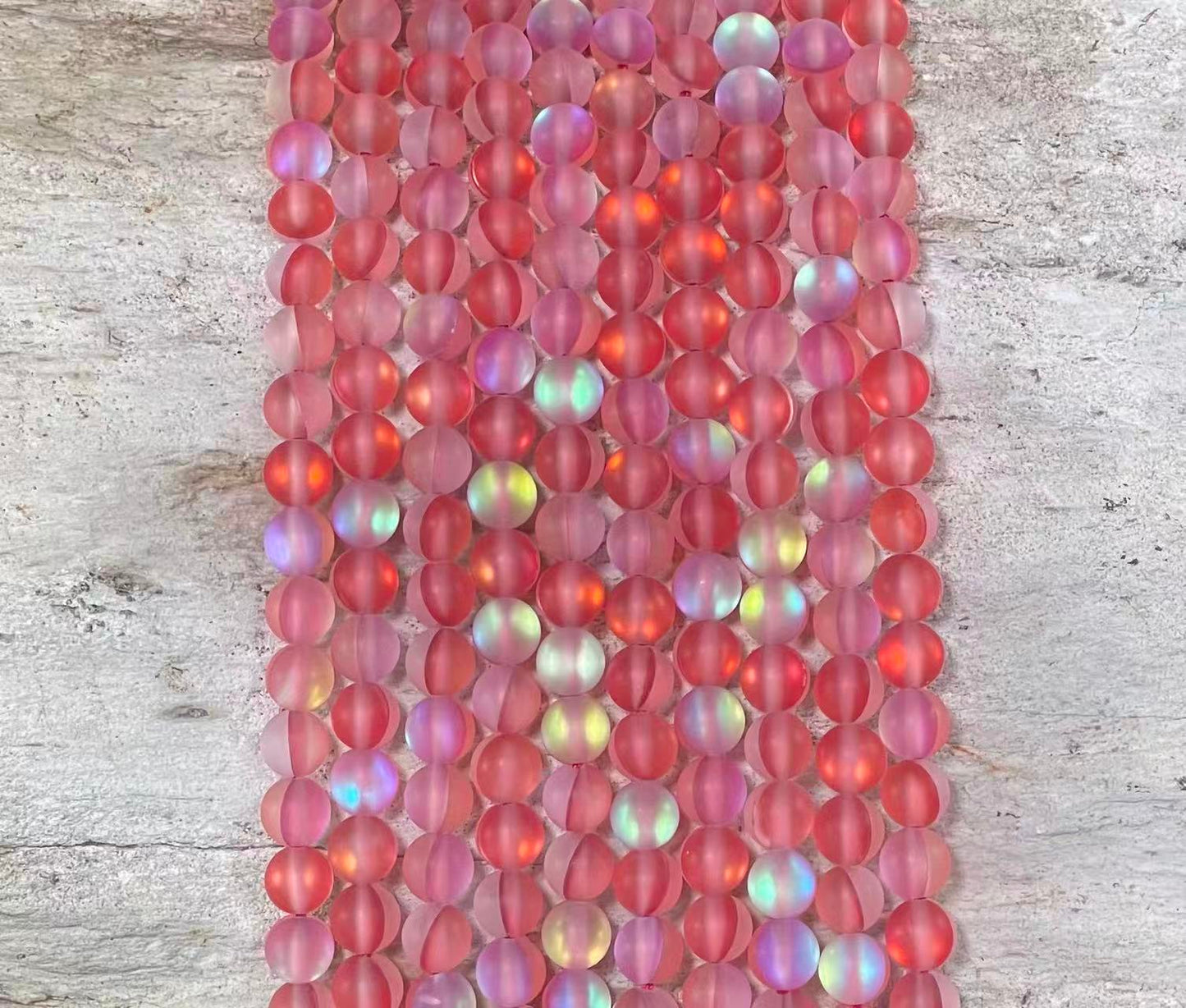 Cuentas de cristal de sirena mate, también conocidas como cuarzo místico aura, redondas de 6mm 8mm