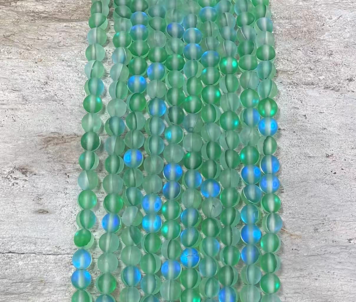 Cuentas de cristal de sirena mate, también conocidas como cuarzo místico aura, redondas de 6mm 8mm