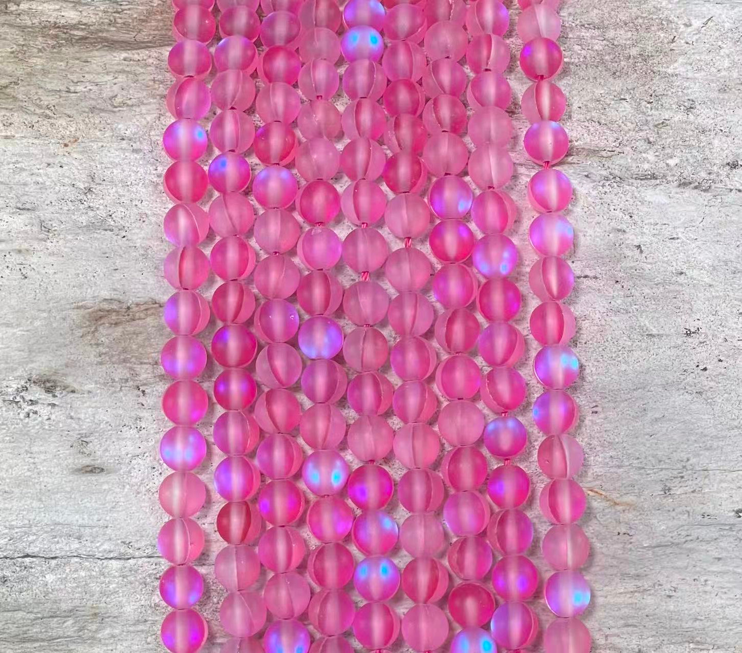 Cuentas de cristal de sirena mate, también conocidas como cuarzo místico aura, redondas de 6mm 8mm