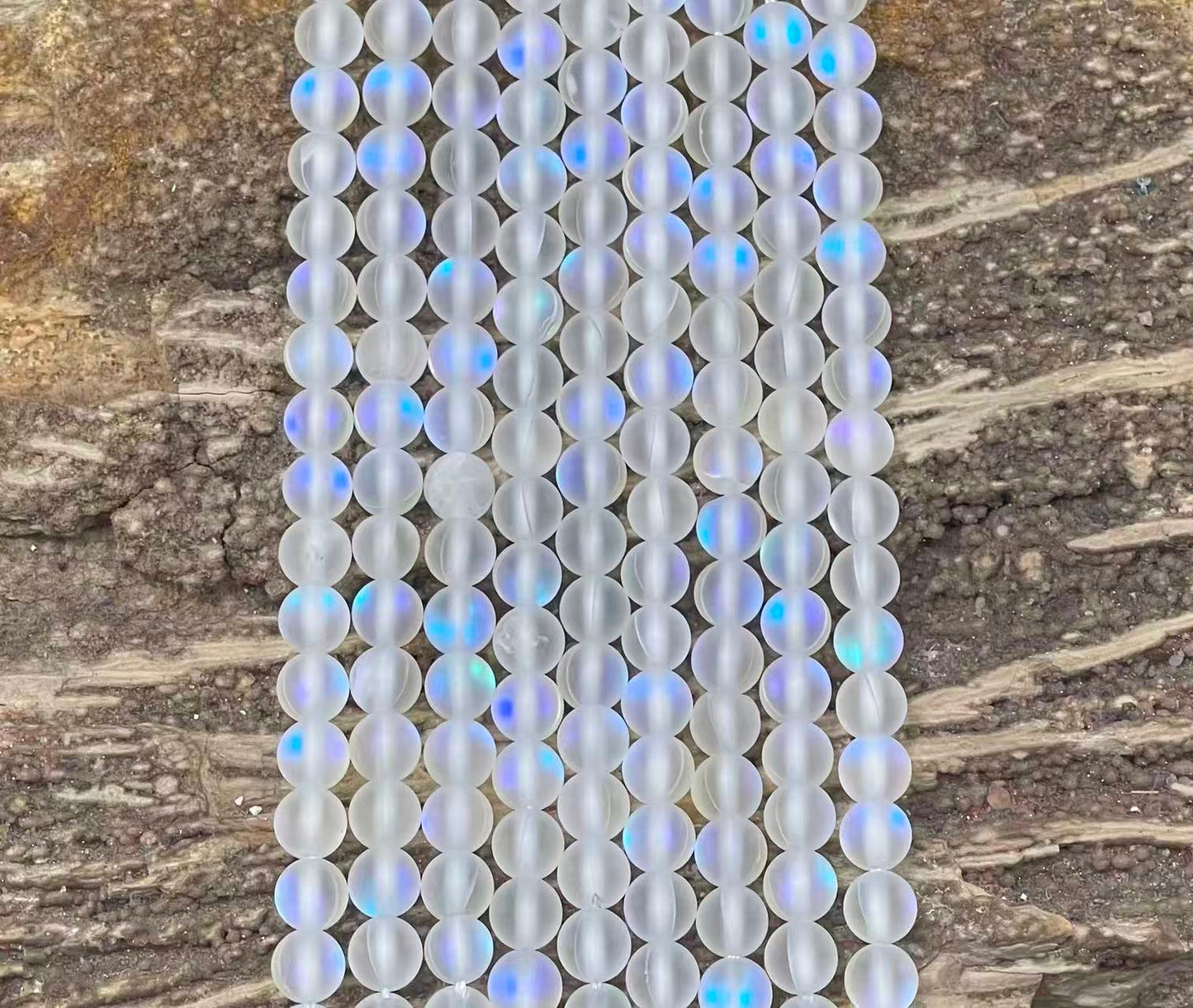 Cuentas de cristal de sirena mate, también conocidas como cuarzo místico aura, redondas de 6mm 8mm