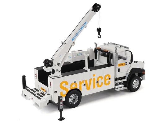 CAT Caterpillar CT660 Auto-Crane Titan 85 Camión con Miller EnPak Blanco "Serie de Transporte" Modelo fundido a presión 1/50 de Diecast Masters