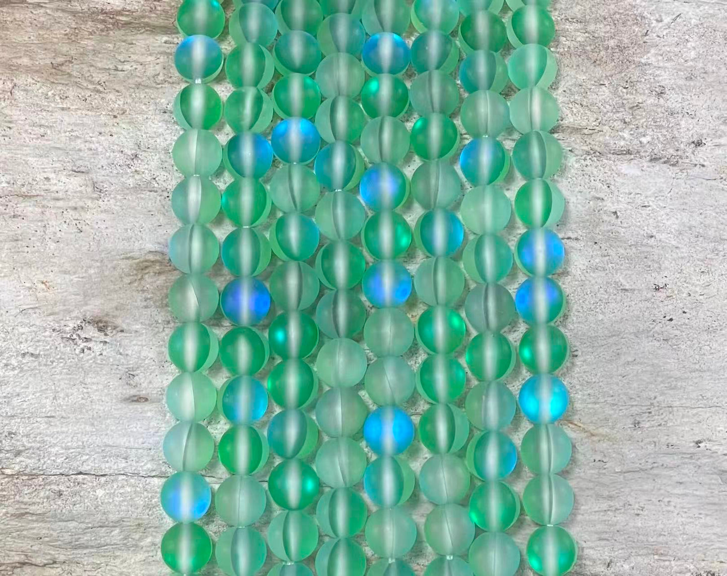 Cuentas de cristal de sirena mate, también conocidas como cuarzo místico aura, redondas de 6mm 8mm