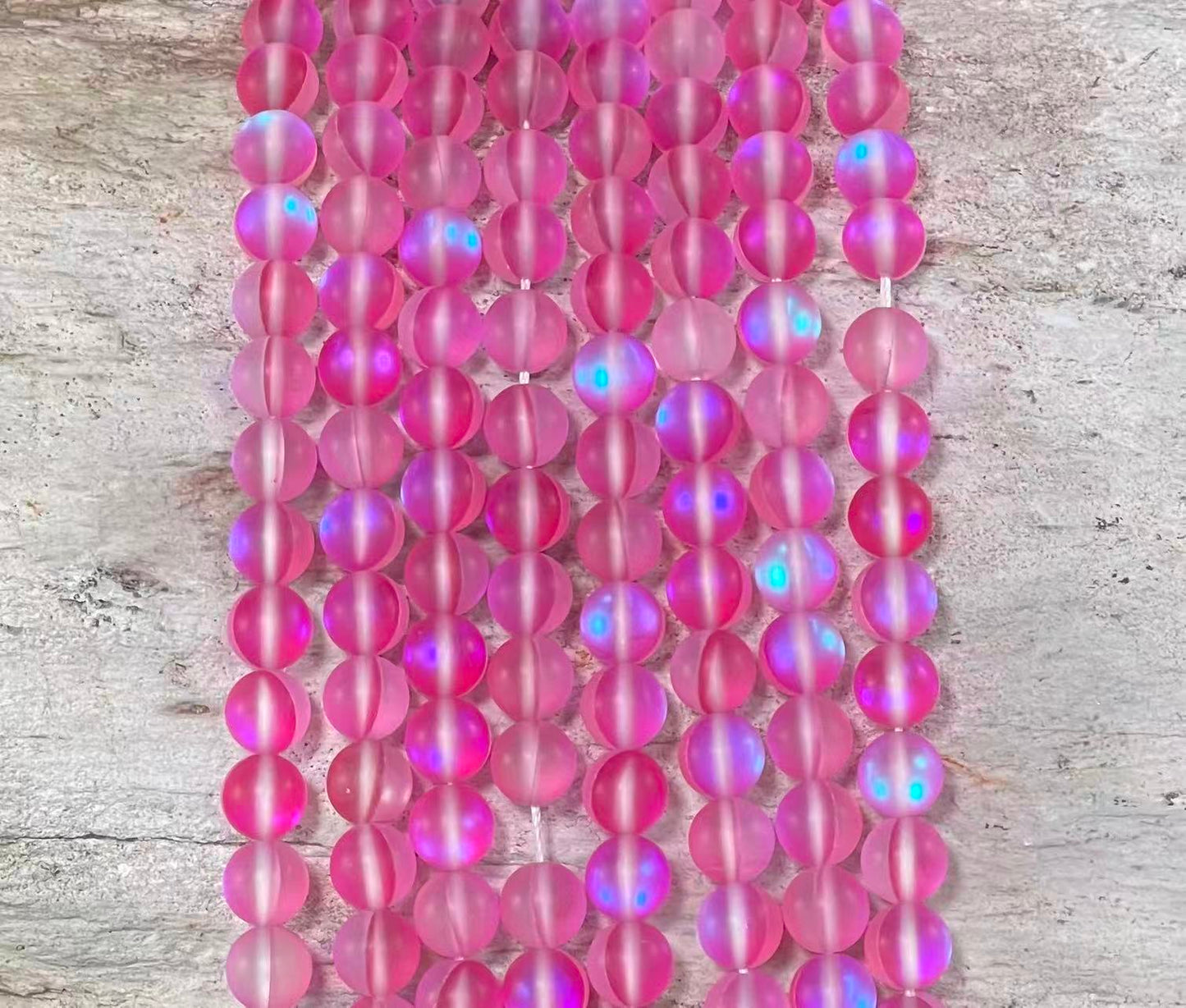 Cuentas de cristal de sirena mate, también conocidas como cuarzo místico aura, redondas de 6mm 8mm
