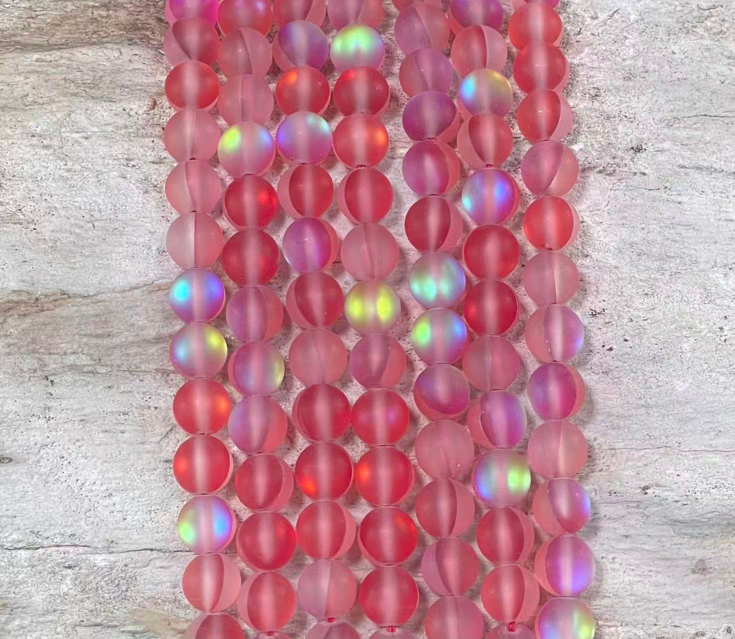 Cuentas de cristal de sirena mate, también conocidas como cuarzo místico aura, redondas de 6mm 8mm