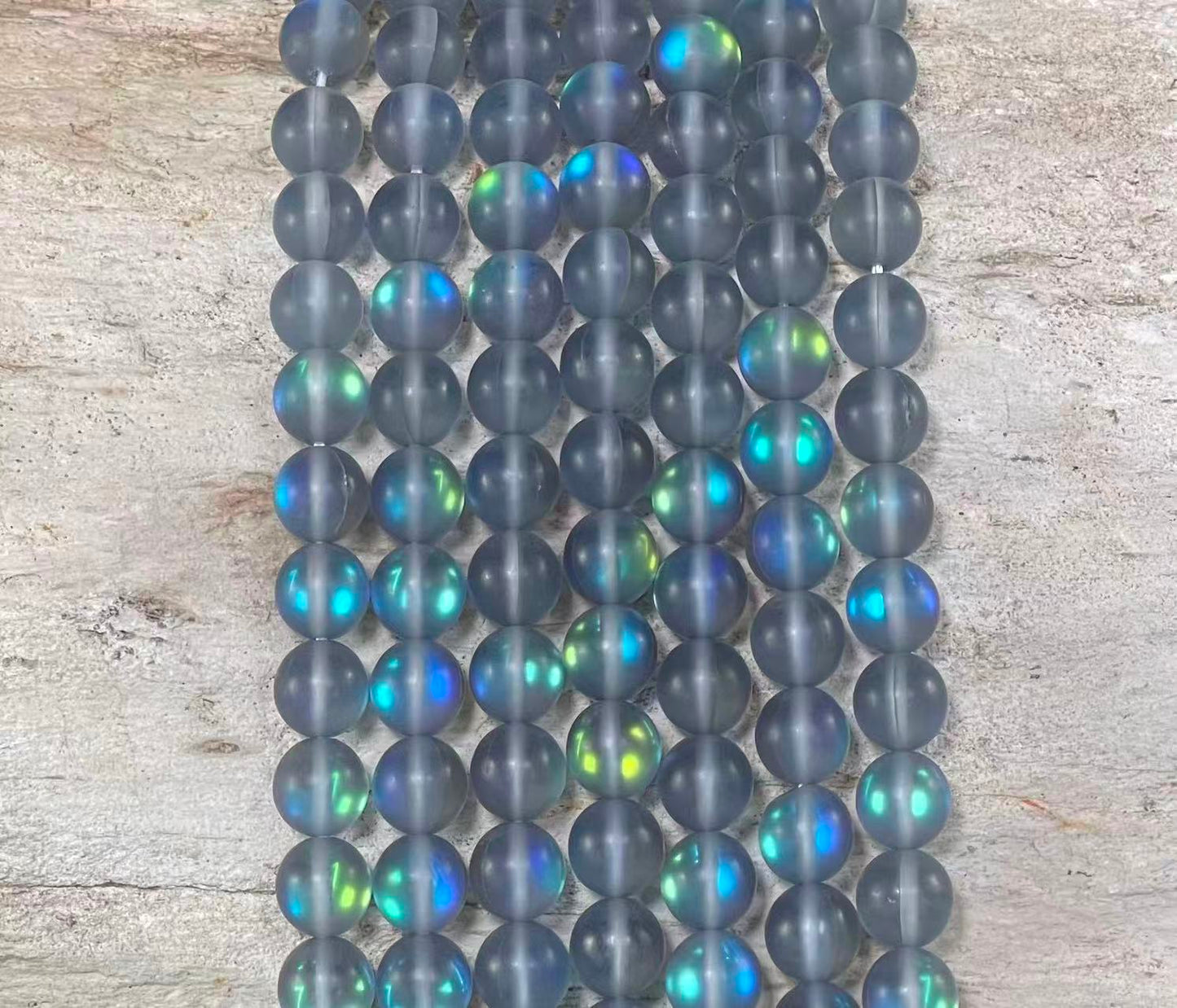 Cuentas de cristal de sirena mate, también conocidas como cuarzo místico aura, redondas de 6mm 8mm