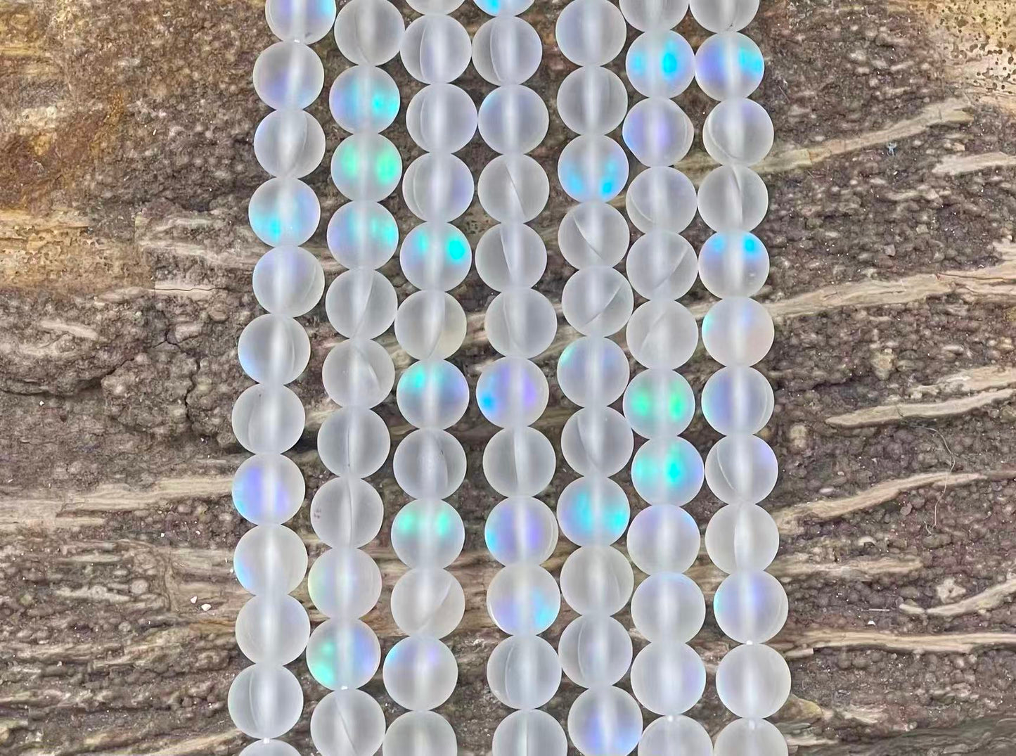 Cuentas de cristal de sirena mate, también conocidas como cuarzo místico aura, redondas de 6mm 8mm
