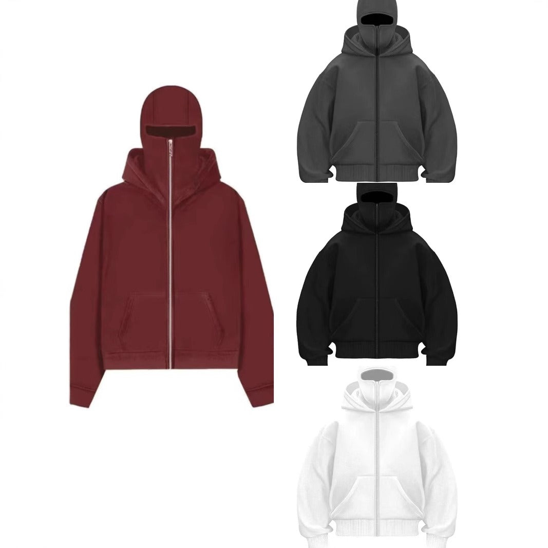 Chaqueta de béisbol con cremallera y capucha para hombre