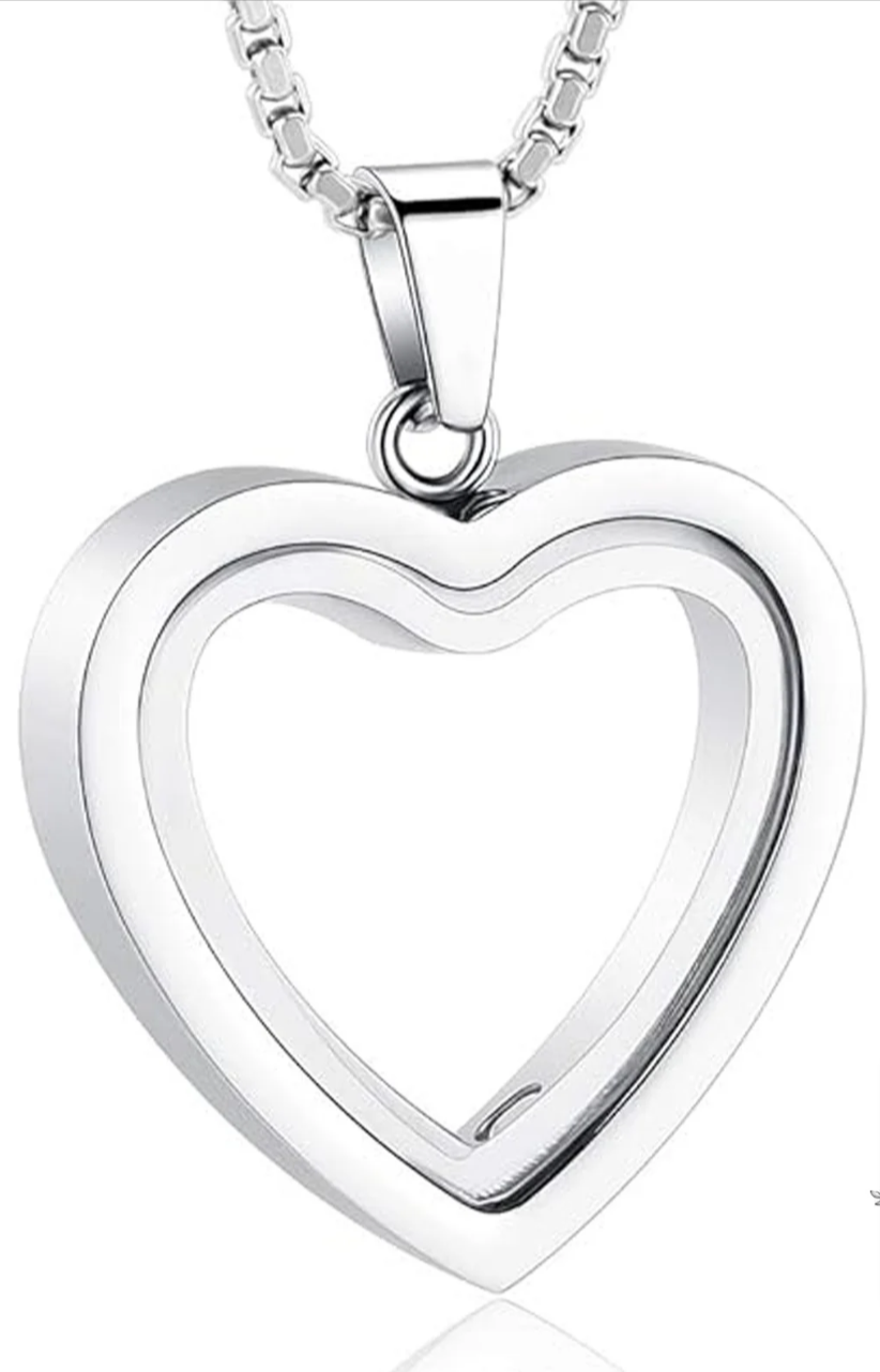 Recuerdo entrañable: Colgante de cremación de acero inoxidable con forma de corazón