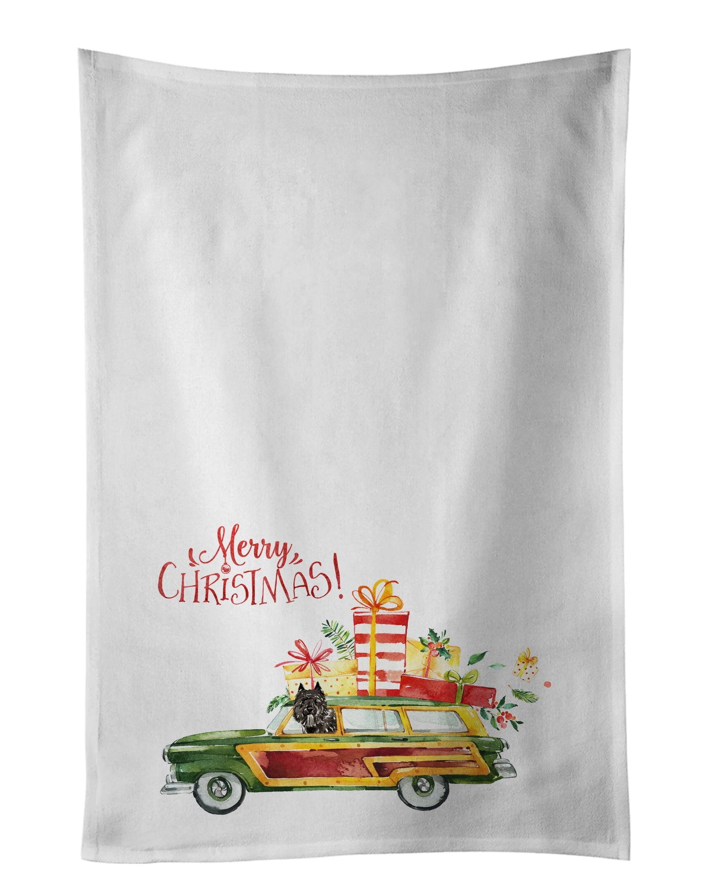 Merry Christmas Bouvier des Flandres Kitchen Towel Set of 2