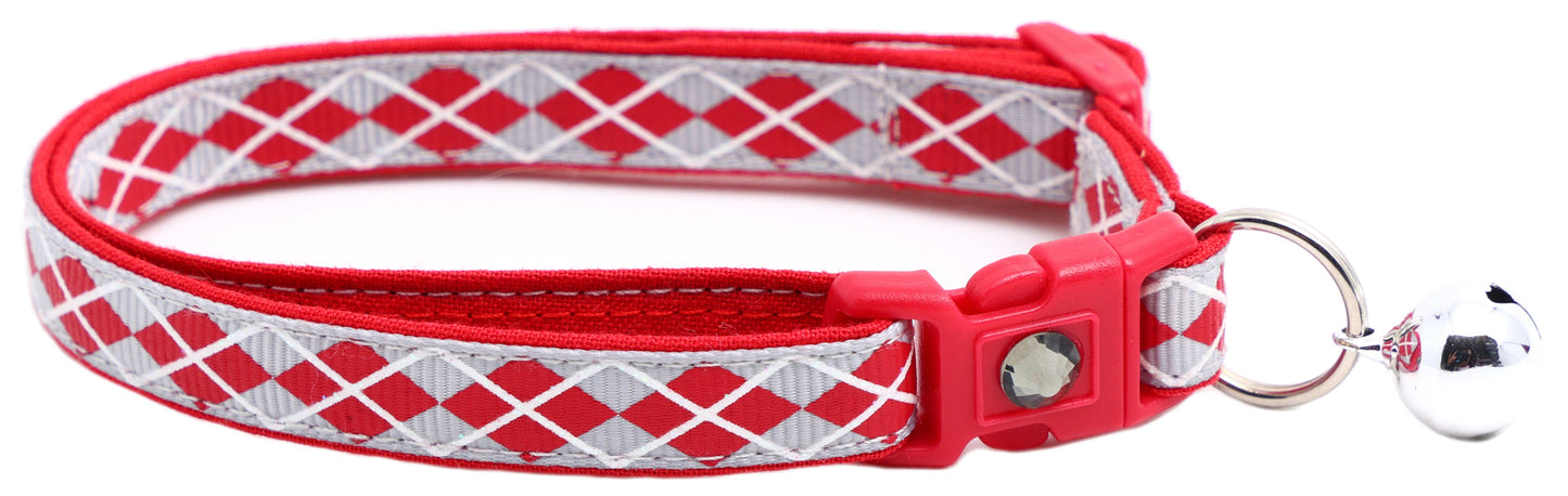 Red Argyle Breakaway Cat Collar