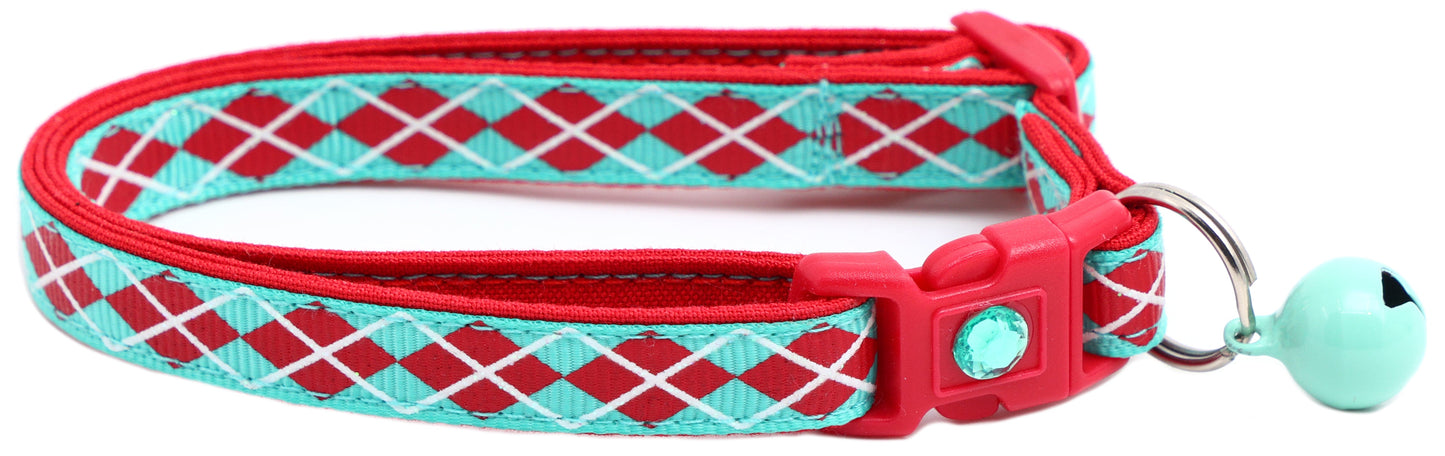 Red Argyle Breakaway Cat Collar
