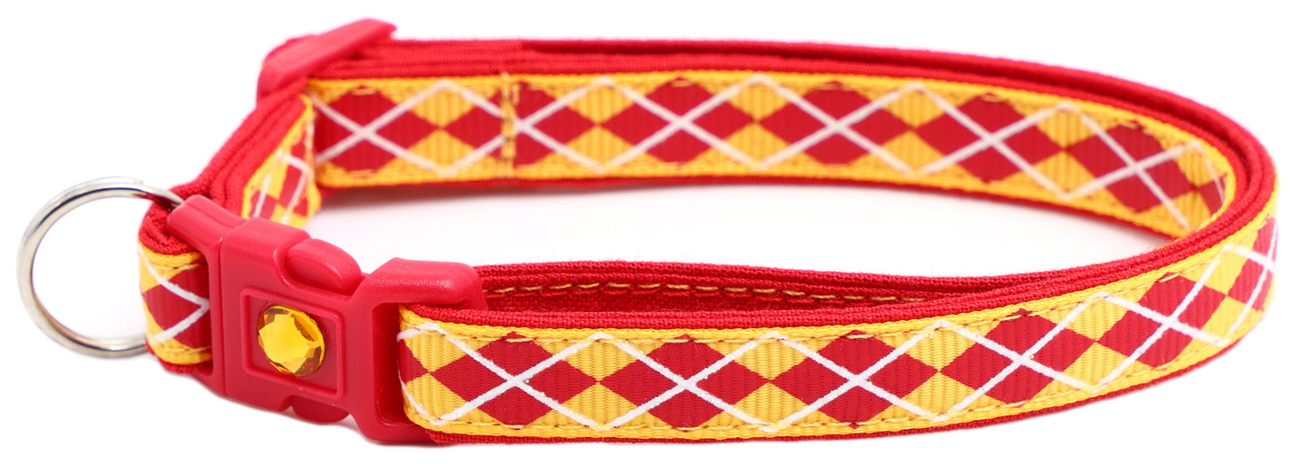 Red Argyle Breakaway Cat Collar