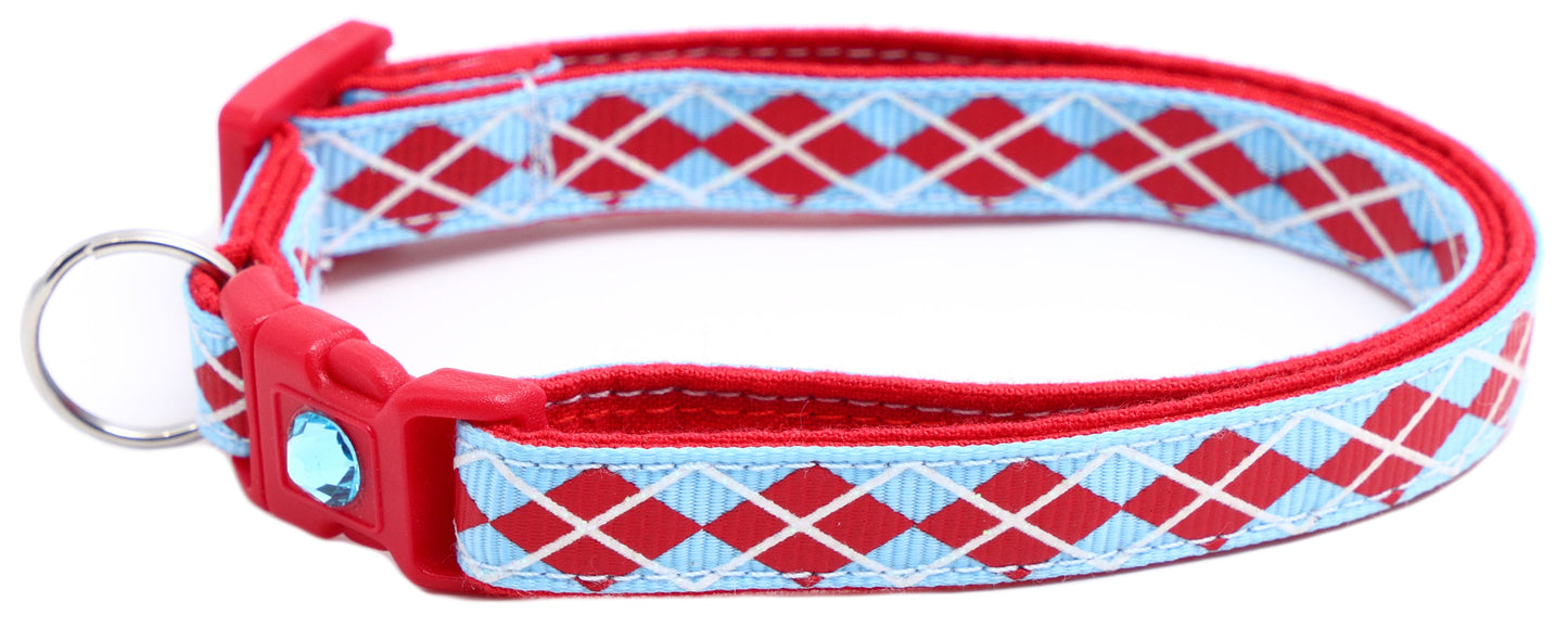 Red Argyle Breakaway Cat Collar