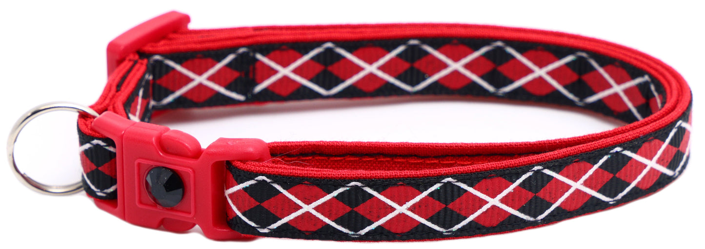 Red Argyle Breakaway Cat Collar
