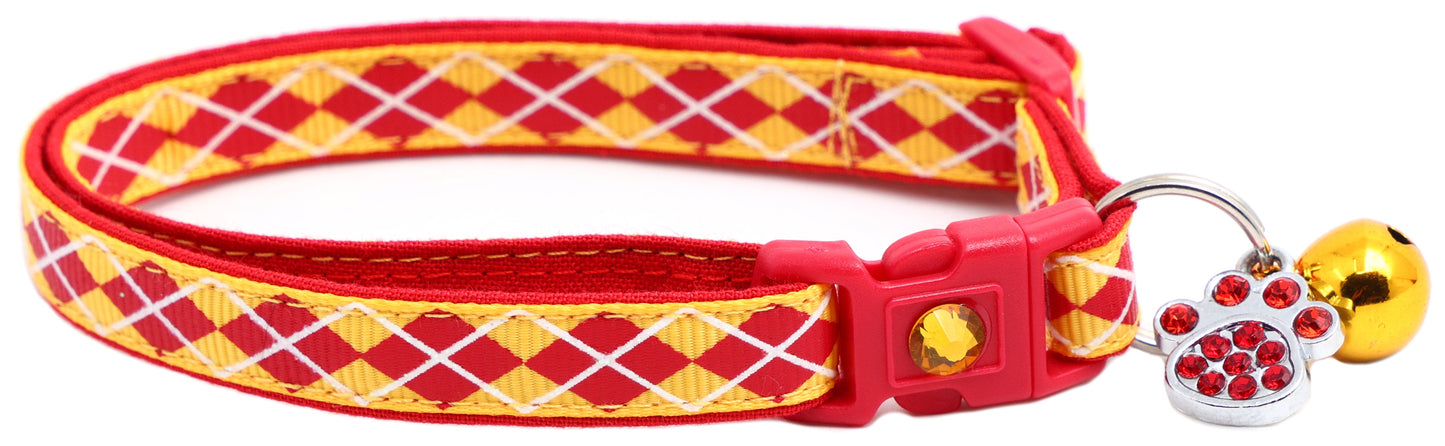 Red Argyle Breakaway Cat Collar
