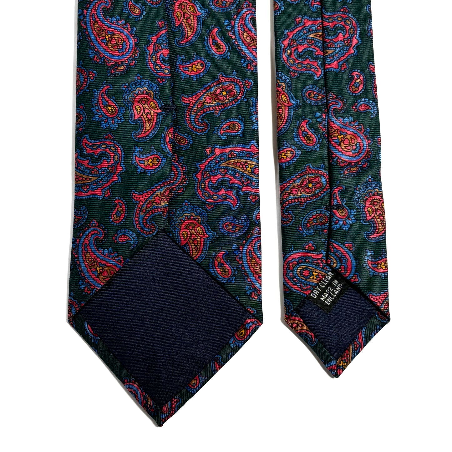 Hand-Printed Forest Green Paisley Silk Tie