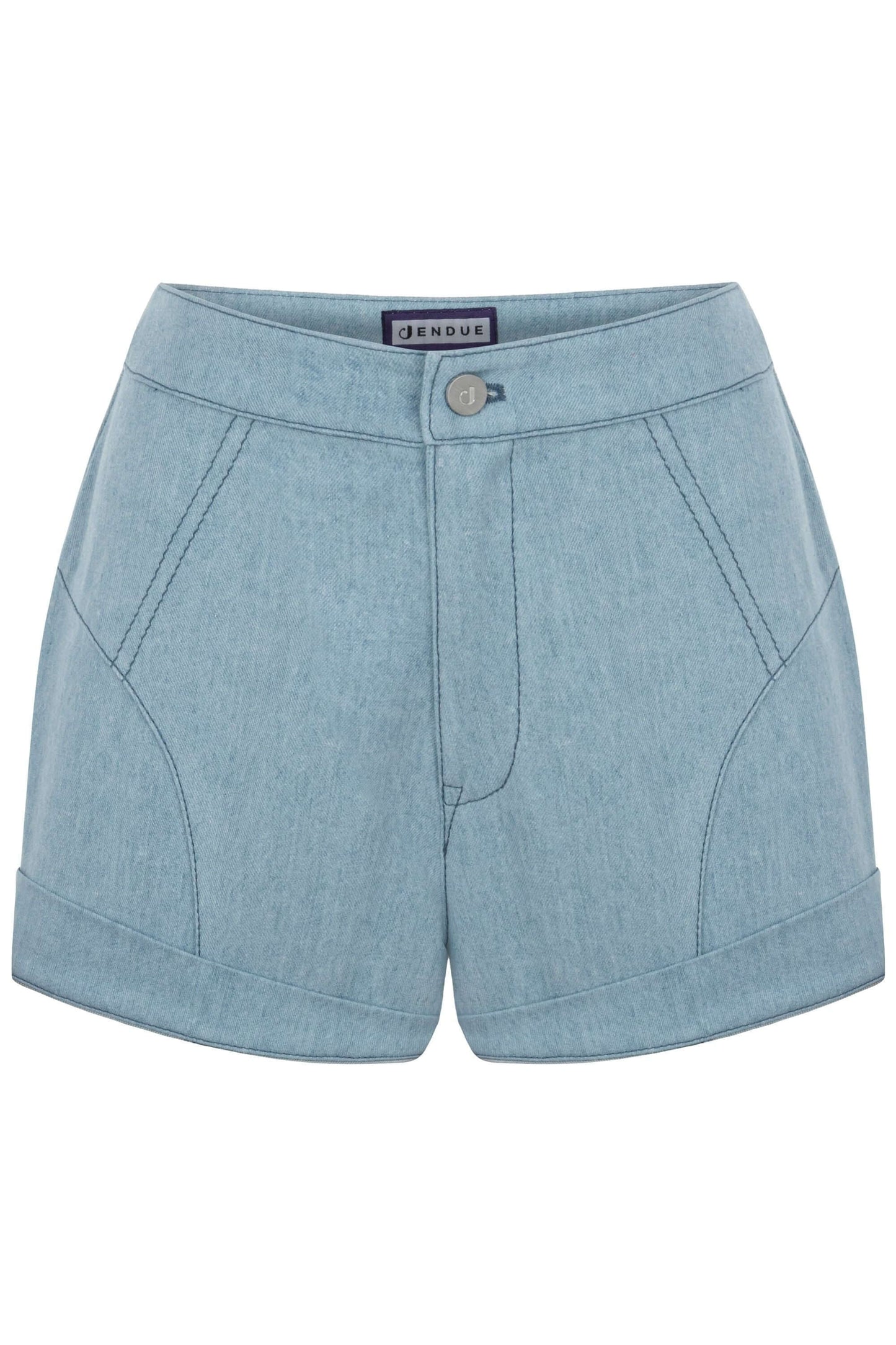 JENDUE Marvel Denim Shorts - Light Wash High-Waist