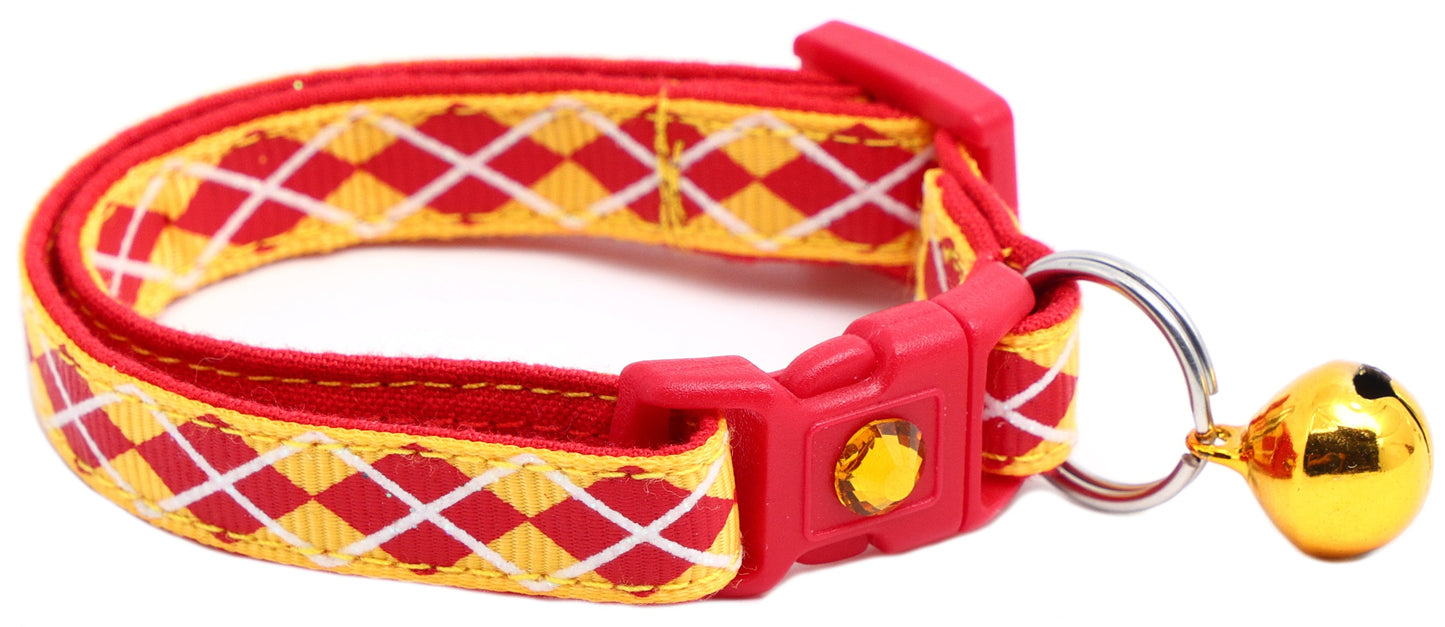 Red Argyle Breakaway Cat Collar