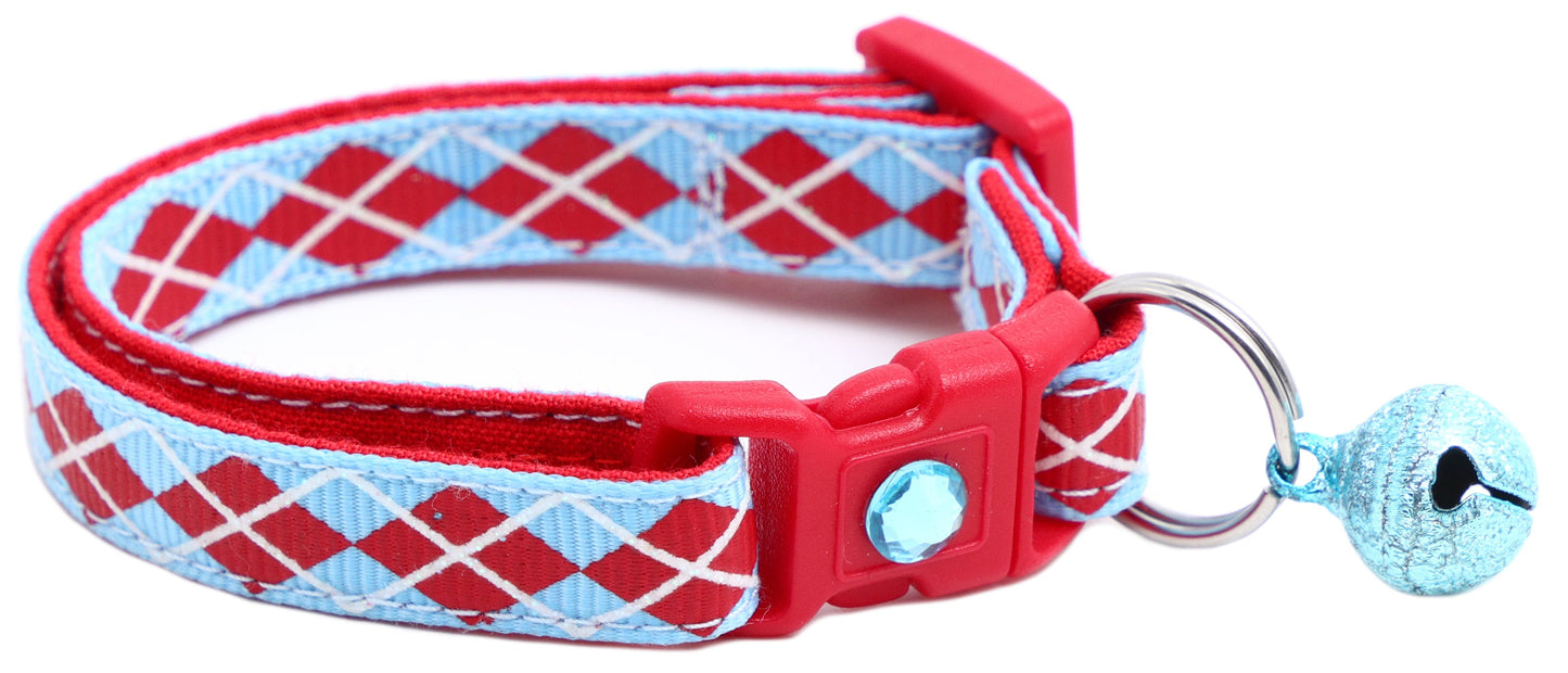 Red Argyle Breakaway Cat Collar