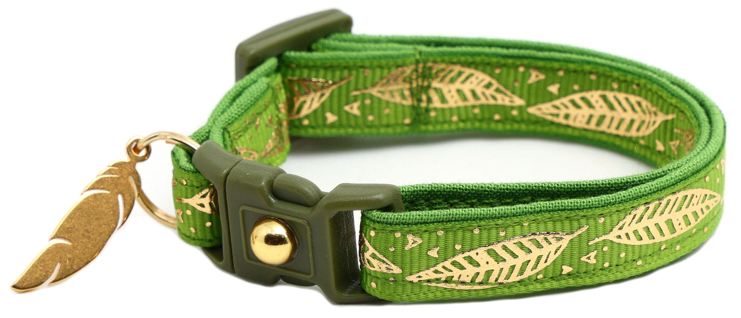 Metallic Gold Feathers Cat Collar