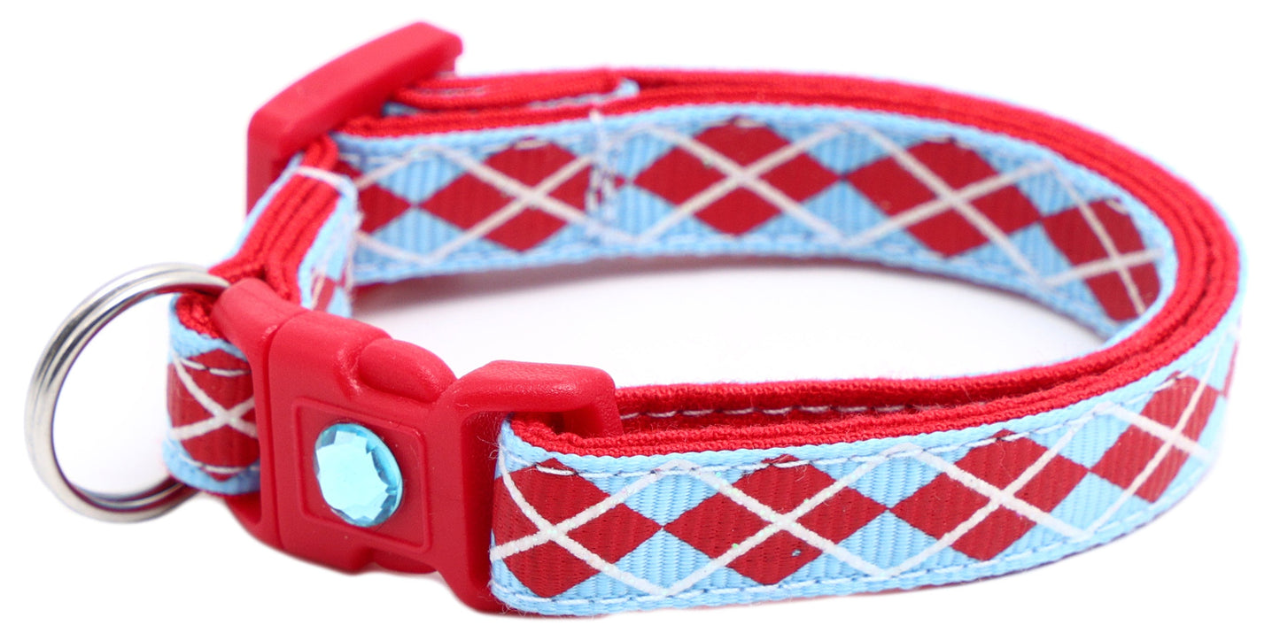 Red Argyle Breakaway Cat Collar