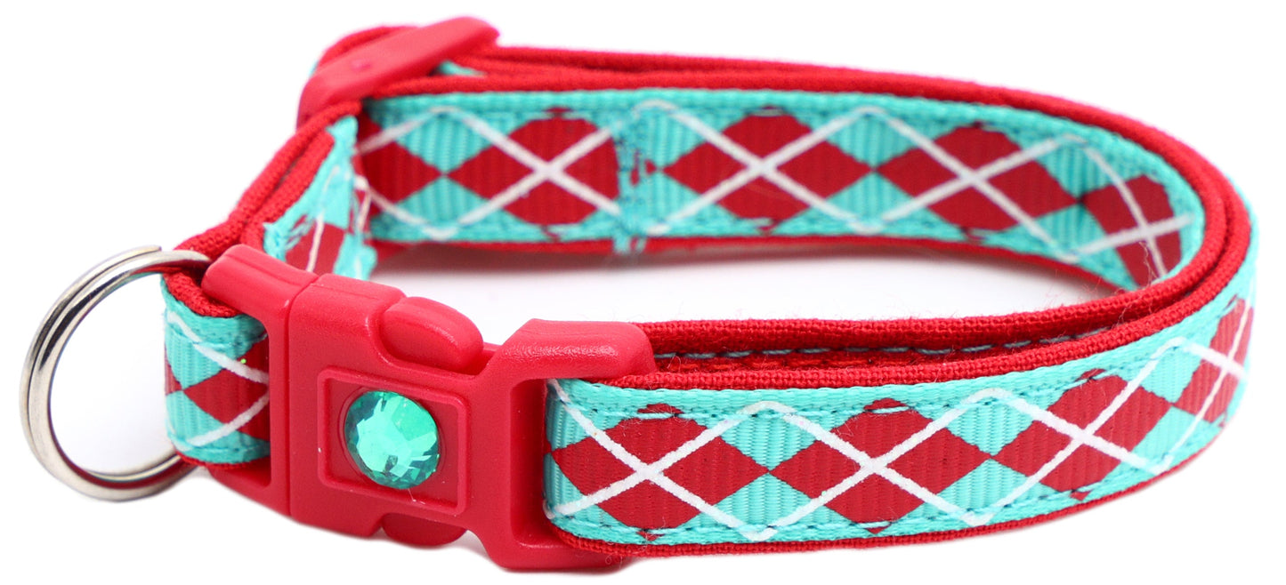 Red Argyle Breakaway Cat Collar