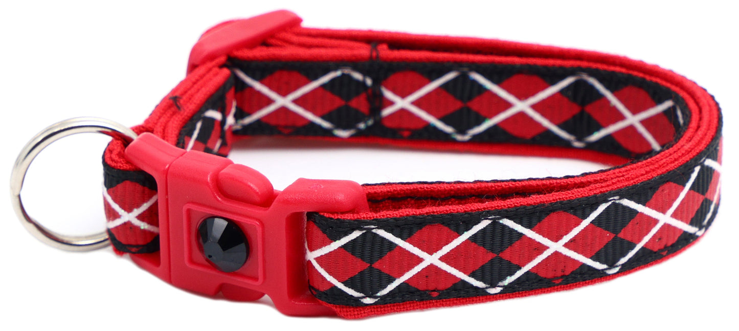 Red Argyle Breakaway Cat Collar