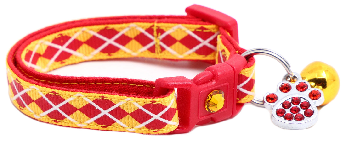 Red Argyle Breakaway Cat Collar