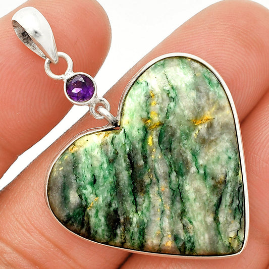 Corazón - Colgante de Mariposita Verde y Amatista P-1098 SDP150160