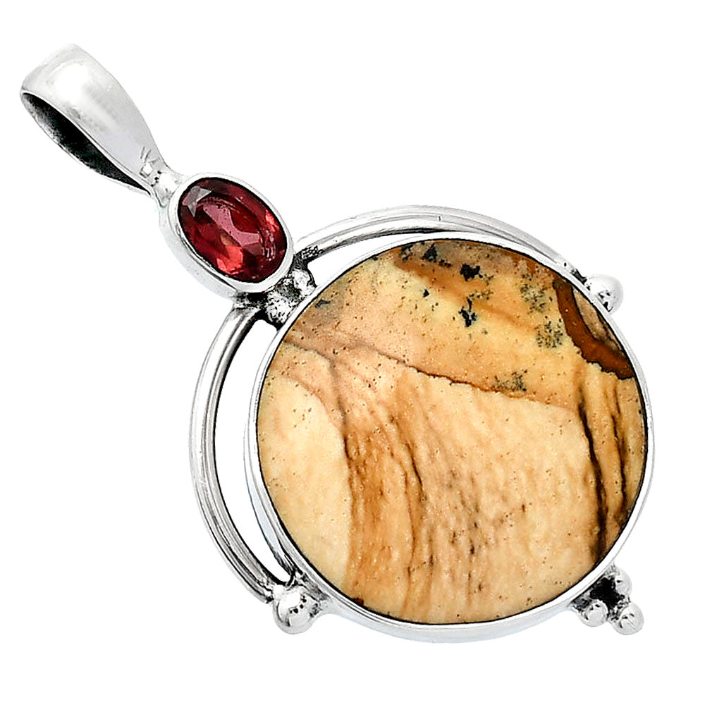 Natural Picture Jasper & Garnet Pendant P-1175 SDP152618