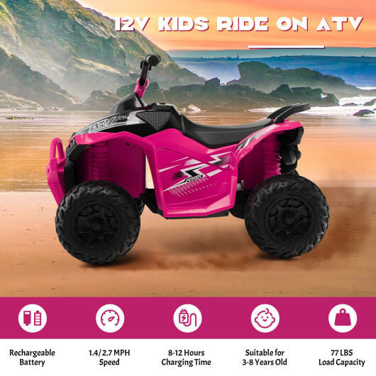 ATV para niños de 12 V con doble velocidad y asiento cómodo - Rosa