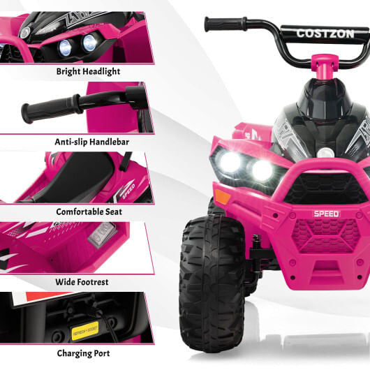 ATV para niños de 12 V con doble velocidad y asiento cómodo - Rosa