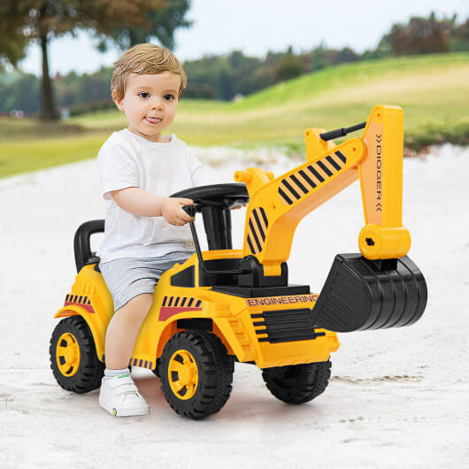 Excavadora infantil con pala ajustable - amarilla