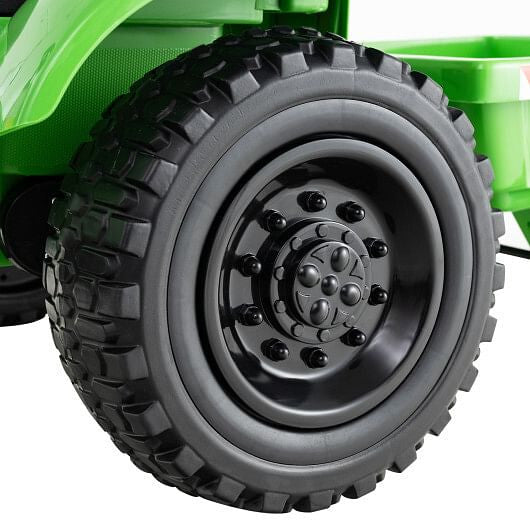 Tractor Montable Eléctrico 2 en 1 de 12V para Niños con Remolque y 3 Velocidades - Verde Grisáceo