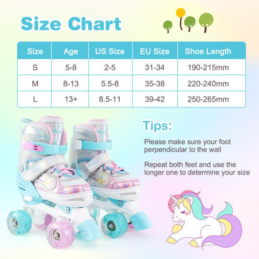 Patines Infantiles Ajustables de 4 Tallas con Ruedas Luminosas y Protección de Seguridad-Rosa R