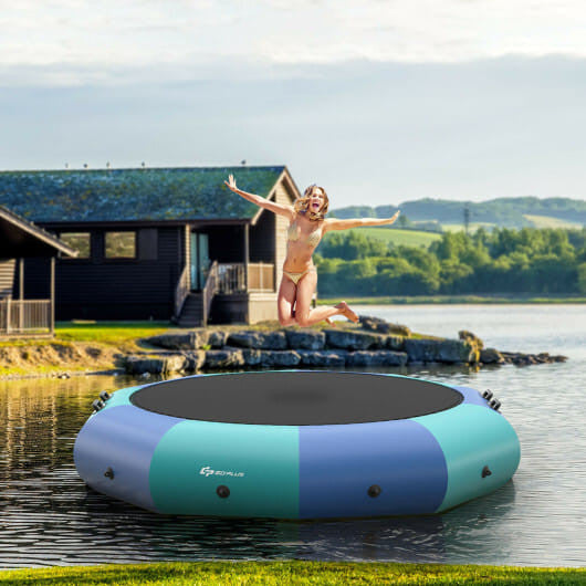 Colchoneta de agua hinchable de 10 pies con acolchado y trampolín - Amarillo
