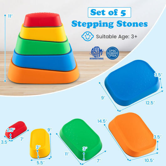 Piedras de equilibrio para niños de 5 piezas antideslizantes para niños pequeños - Multicolor