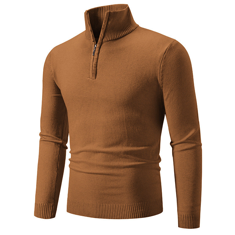 Suéter polar de cuello alto con cremallera de talla grande para hombre 2023