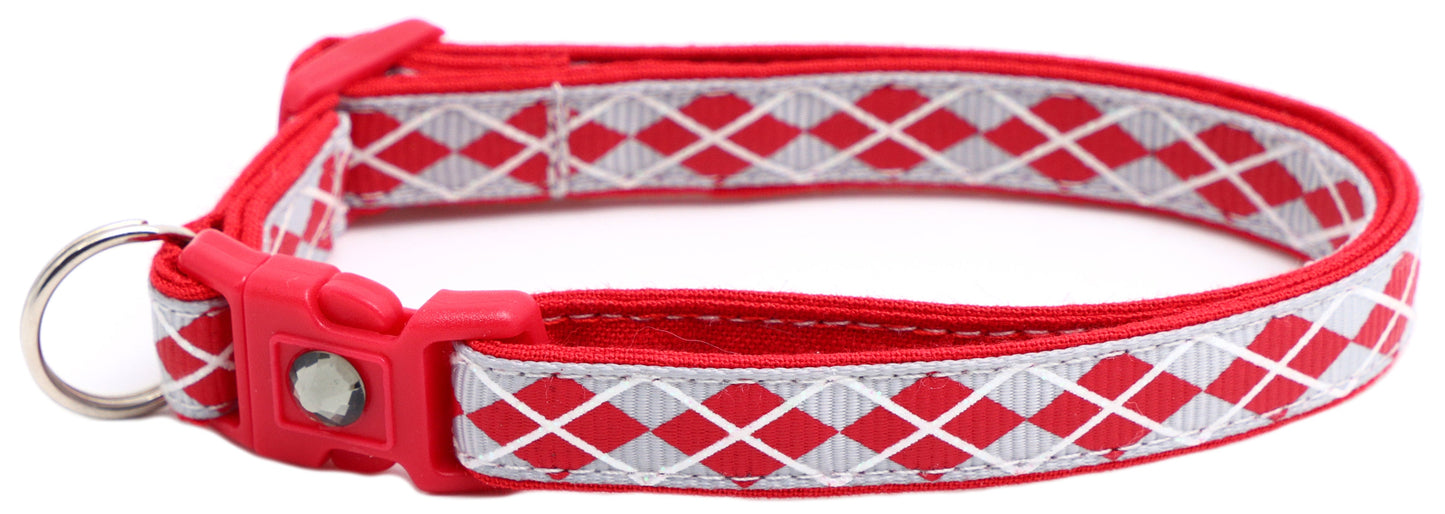Red Argyle Breakaway Cat Collar