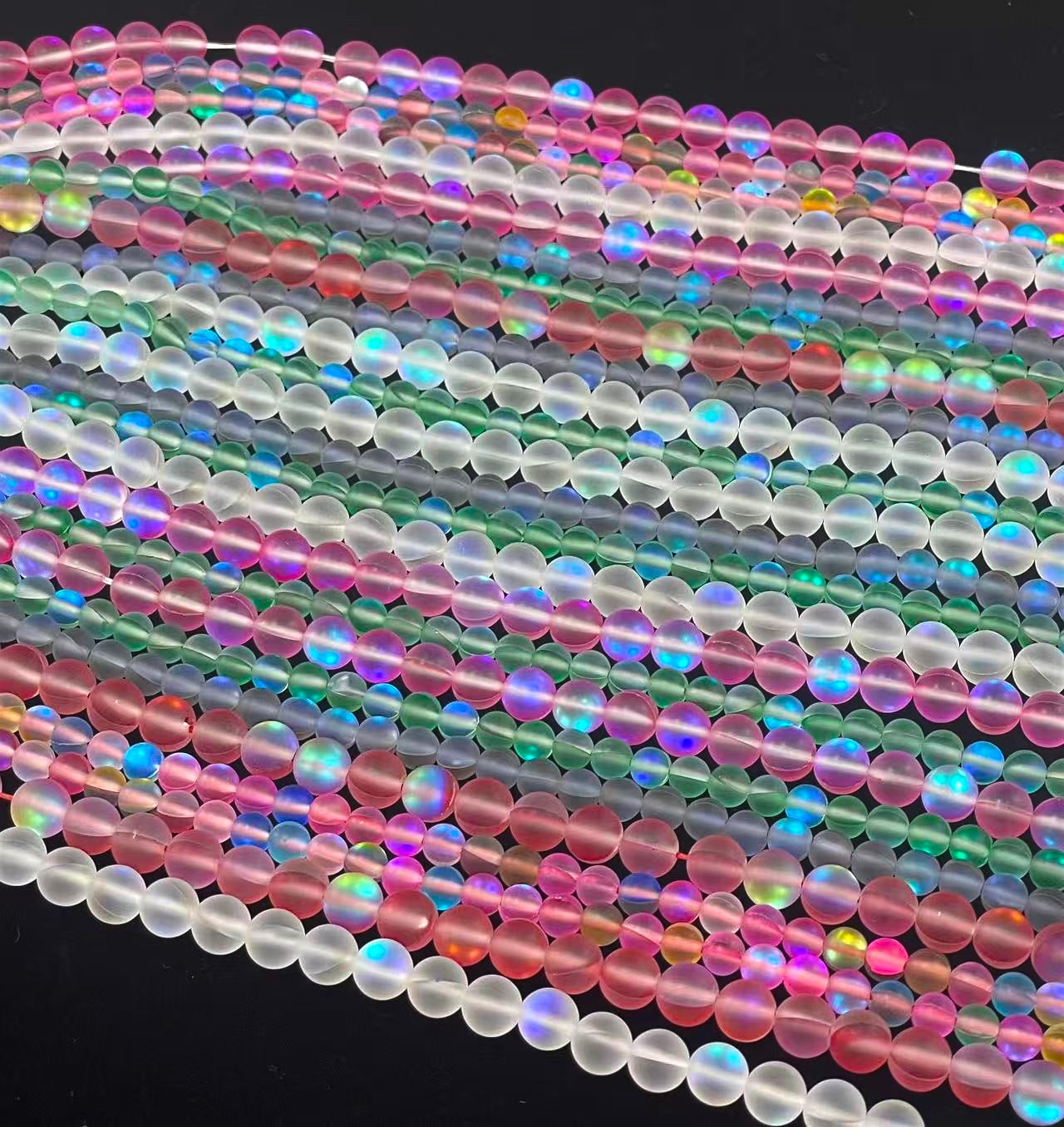 Cuentas de cristal de sirena mate, también conocidas como cuarzo místico aura, redondas de 6mm 8mm