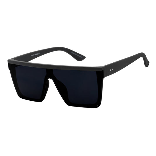 LAZER - Gafas de sol rectangulares sin montura con parte superior plana, negro mate suave y cristal ahumado oscuro