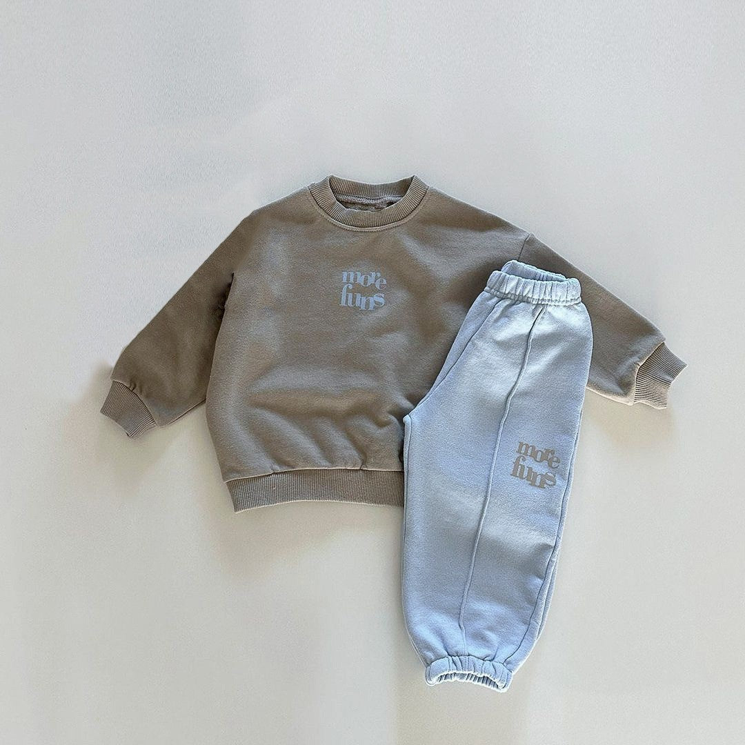 Autumn Baby Kids Unisex Casual Letter Pattern Pullover and Pants Sportswear Clothing Set